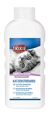TRIXIE Geurverdrijver kattenbak Simple 'n' Clean - verwijdert onaangename geurtjes, babypoedergeur - 750 g