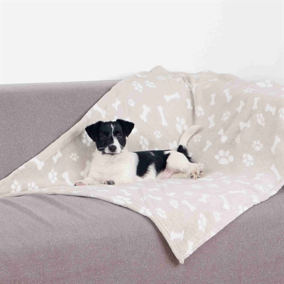 TRIXIE Hondendeken Kenny Fleece 75×50 cm – Beige met Pootjes