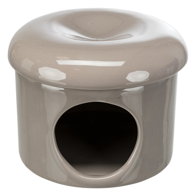 TRIXIE Muizenhuis met deksel Keramiek | Koel in zomer, afneembaar deksel, gemakkelijk schoon - Taupe - 16x16x12 cm - 3 stuks