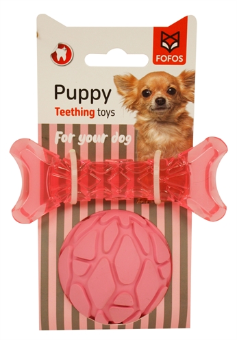 FOFOS Puppyspeelgoed Bot en Bal Roze 11×4,5 cm / 7×7 cm – Kauwspeelgoed