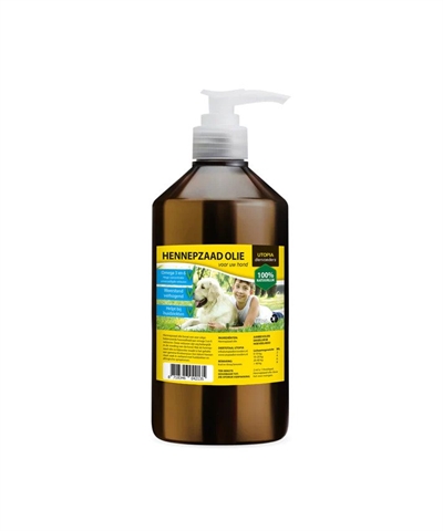 UTOPIA Hanfsamenöl 1 Ltr. mit Pumpe - Gesundes Ergänzungsmittel für Hunde