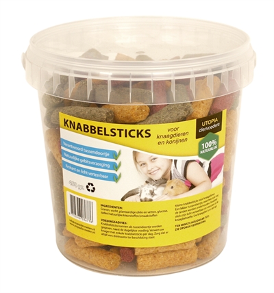 UTOPIA Knabbelsticks voor Knaagdieren 450 gr – Krokant en Natuurlijke Snack