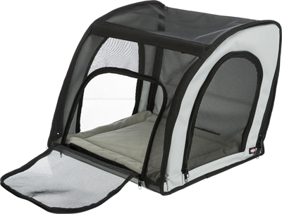 TRIXIE Autostoel Hond Grijs / Zwart 44×40×37 cm – Veilig & Inklapbaar