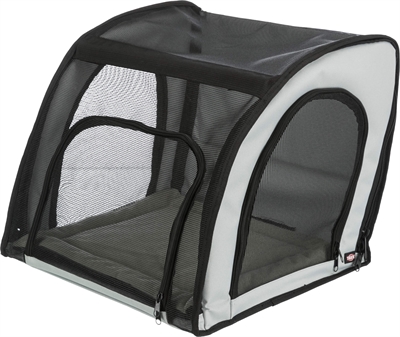 TRIXIE Autostoel Hond Grijs / Zwart 44×40×37 cm – Veilig & Inklapbaar