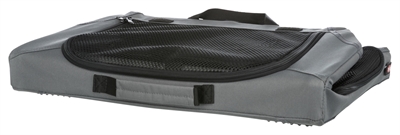 TRIXIE Reisbench Soft Kennel Easy | Mobiel, 3-zijdig te openen met schapenvachtligmat - Grijs - 71x51x49 cm