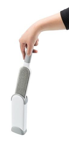 TRIXIE Harenpluizenborstel met reinigingsstation, velours - Wit/Grijs - 33 cm