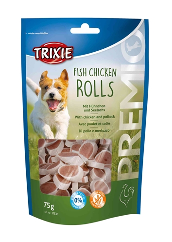 TRIXIE Premio Fisch-Huhn-Röllchen 75 gr - Glutenfreie Snacks für Katzen
