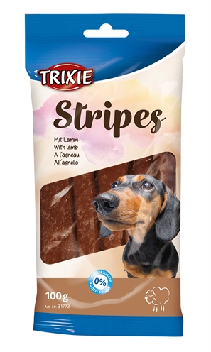 TRIXIE Hondensnacks Stripes Lam 100 gr – 15 stuks zonder suikers