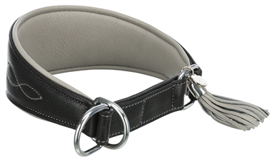 TRIXIE Halsband Windhond Active Comfort Leer Zwart/Grijs 33×42 cm