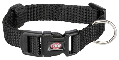 TRIXIE Halsband Hond Premium Zwart 15-25×1 cm – Verstelbaar Nylon