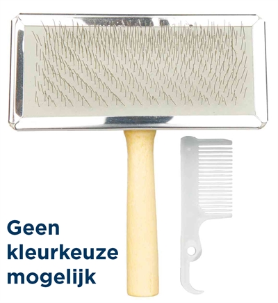 TRIXIE Slickerborstel 14×11 cm – Houten greep, assorti 3 st