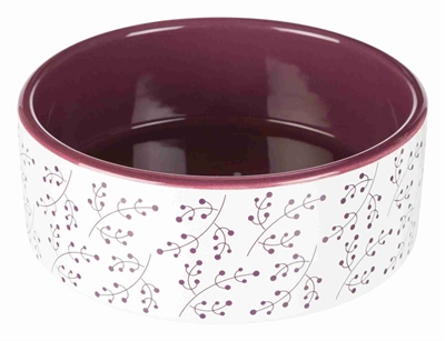 TRIXIE Voerbak Keramiek Bloemmotief Wit/Bes 16×16 cm – Set van 4