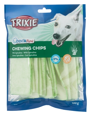 TRIXIE Denta Fun Kauwchips Spirulina 6x100 gr – Runderhuid