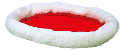 TRIXIE hondenmand Rond Wolwit/Rood 47×38×6 cm – Schapenvacht/Nylon look