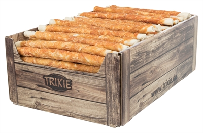 TRIXIE Kauwrol Denta Fun Chicken Chewing Roll - Reinigt gebit (runderhuid met kip) - 45 g · 17 cm · 100 st