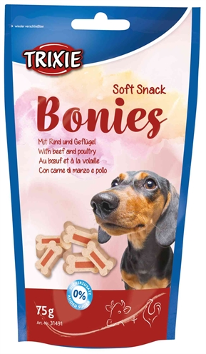 TRIXIE Soft Snack Bonies Hondensnacks 6 x 75 gr – Rund & Gevogelte