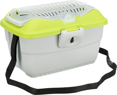 TRIXIE Vervoersbox Capri bovenkant openend met bovenklep en schouderriem - lichtgrijs/groen - 40x30x22 cm