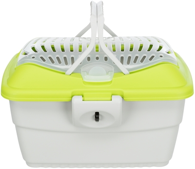 TRIXIE Vervoersbox Capri bovenkant openend met bovenklep en schouderriem - lichtgrijs/groen - 40x30x22 cm