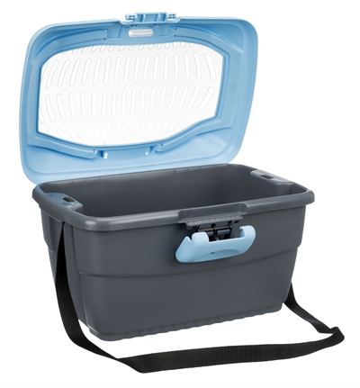 TRIXIE Vervoersbox Capri bovenkant openend met bovenklep en schouderriem - lichtgrijs/groen - 40x30x22 cm