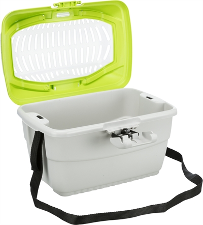 TRIXIE Vervoersbox Capri bovenkant openend met bovenklep en schouderriem - lichtgrijs/groen - 40x30x22 cm