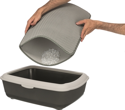 TRIXIE Kattenbak Opvangmat EVA Grijs 70×40 cm – Antislip Honinggraat