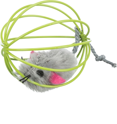 TRIXIE Kattenspeelgoed Muis In Traliebal Pluche 6×6×6 cm – Assorti 24 st