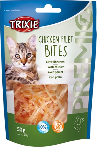 TRIXIE Kattensnack Premio Chickenfilet Bites 72% vlees, glutenvrij - 50 g