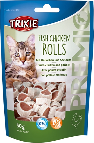 TRIXIE Katten-snack PREMIO Fish Chicken Rolls 65% vlees - 50 g