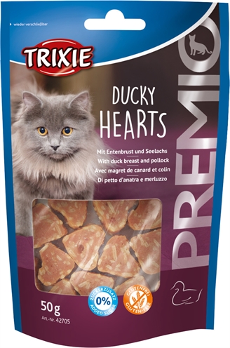 <span id="brand" data="trixie"/> hondenvoer Ducky Hearts 6x50 gr – eendenborst en koolvis