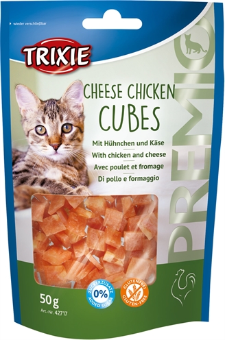 TRIXIE Hondentraktatie PREMIO Cheese Chicken Cubes met kip en kaas - 81% vleesgehalte - 50 g