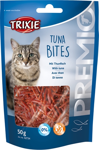 TRIXIE Kattensnack Premio Tuna Bites 55% tonijn - Glutenvrij, zonder toegevoegde suikers - 50 g