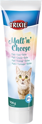TRIXIE Kattenpasta Malt'N'Cheese | Voorkomt haarballen & bevordert spijsvertering - 6x100 g