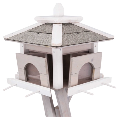 TRIXIE Natura Voederhuis 46×46×35 cm – Grijs/Wit met 4 silo's