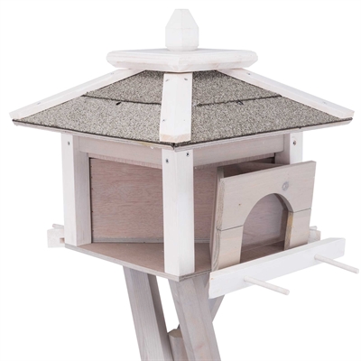 TRIXIE Natura Voederhuis 46×46×35 cm – Grijs/Wit met 4 silo's