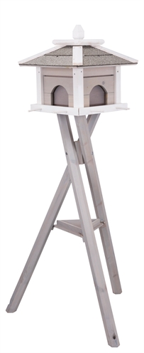 TRIXIE Natura Voederhuis 46×46×35 cm – Grijs/Wit met 4 silo's