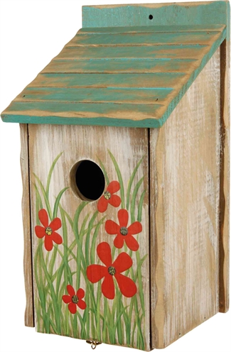 TRIXIE Nestkastje beschilderd hout voor koolmeesjes | opklapbare voorkant - vurenhout/poedercoat - 15x14x28 cm (gat 3,3 cm)