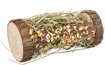 TRIXIE Knaagtoren Schorshout met hooi - knaagstokje - 13x13x17 cm - 110 g