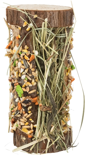 TRIXIE Knaagtoren Schorshout met hooi - knaagstokje - 13x13x17 cm - 110 g