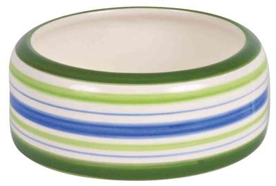 TRIXIE Keramische voerbak | afgeronde rand & vaatwasserbestendig - groen/blauw/crème - 11 cm, 200 ml (4 st)