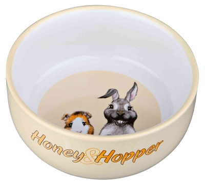 TRIXIE Voerbak HONEY & HOPPER Keramiek vaatwasserbestendig - Assorti - 11 cm / 250 ml (set van 4)