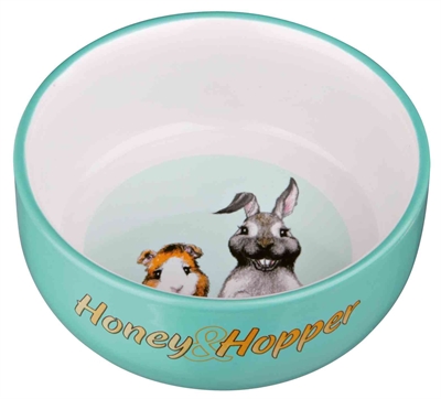 TRIXIE Voerbak HONEY & HOPPER Keramiek vaatwasserbestendig - Assorti - 11 cm / 250 ml (set van 4)