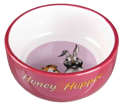 TRIXIE Voerbak HONEY & HOPPER Keramiek vaatwasserbestendig - Assorti - 11 cm / 250 ml (set van 4)