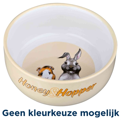 TRIXIE Voerbak HONEY & HOPPER Keramiek vaatwasserbestendig - Assorti - 11 cm / 250 ml (set van 4)