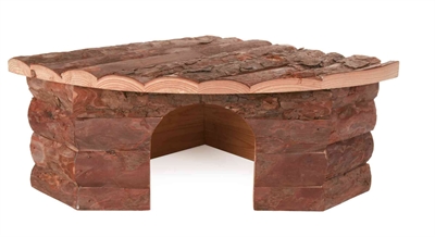 TRIXIE Hoekhuis Jesper konijn | met dakuitkijkplek, 2 ingangen - schorshout - 42x30x15 cm