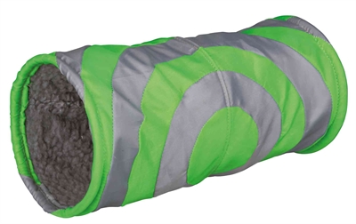 TRIXIE Caviatunnel Nylon met schapenvacht-look - Grijs/Groen - 35x15x15 cm | 2 st