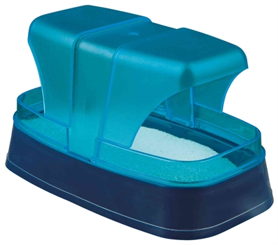 TRIXIE Zandbad voor muizen & hamsters Deksel met 2 ingangen - Grijs/Turquoise - 17x10x10 cm (3 st)
