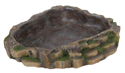 TRIXIE Waterschaal/Voerschaal REPTILAND voedselveilig polyesterhars, gemakkelijk schoon te maken - regenwoudlook - 24x20x5,5 cm