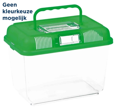 TRIXIE Reptielen transport- en voederbox REPTILAND - multifunctioneel transport/opkweek/voeden, kunststof, met handvat & voederluik - 24x16x17 cm - 3 st
