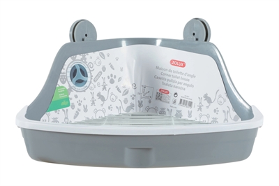 ZOLUX Hoektoilet Knaagdier S | Uitneembaar rooster & hoge achterwand - Grijs - 32 cm