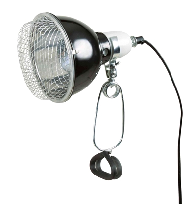 TRIXIE Terrarium klemlamp Reptiland Reflector – hittebestendige keramische fitting, UVB-versterkend, gaaskap - 14x17 cm